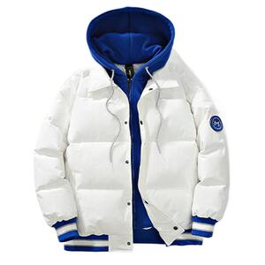 雪中飞2025春秋新款男士个性卫衣连帽假两件宽松短款羽绒服外套