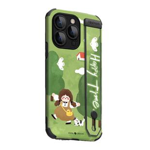 快乐郊游女孩适用iPhone17promax手机壳苹果14pro小羊皮13腕带支架iphone15创意卡通12pro全包防摔ip16可爱新