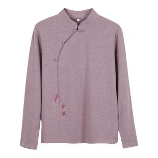 2025秋冬新款中国风德绒打底衫女可外穿新中式复古刺绣内搭上衣