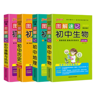 副科4本套图解速记初中地理生物历史道德与法治知识点汇总速查速记背记手册基础知识大全会考备考复习资料pass绿卡图书口袋书