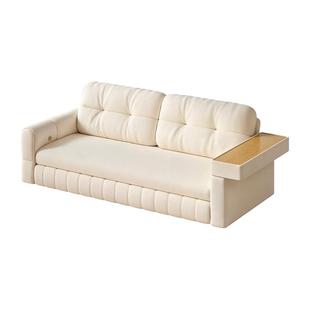 三梦奶油风原木沙发床折叠两用客厅小户型2025新款多功能双人拉床