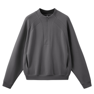 美式潮牌LYCRA莱卡珠地弹力半拉链卫衣男休闲运动舒适设计感上衣