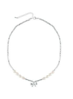 花迹蝴蝶结珍珠项链女