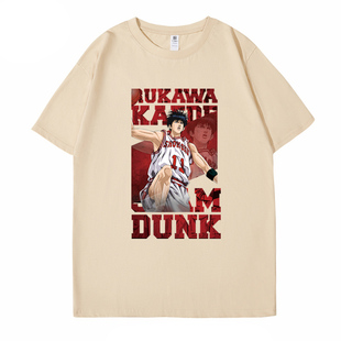 潮牌灌篮高手电影联名流川枫动漫青少年湘北T恤男士短袖纯棉潮流