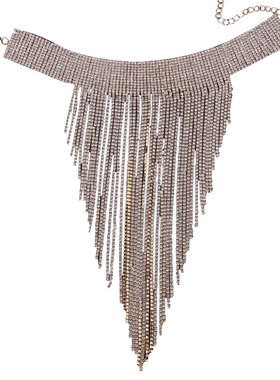 欧美水钻流苏项链闪钻写真走秀