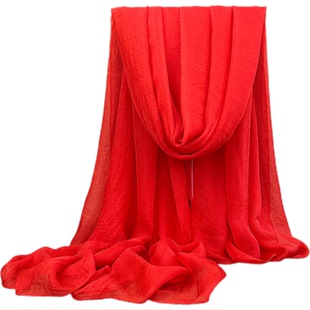 5米大红色纱巾女夏季4米雪纺丝巾唐风汉服长飘带围巾防晒沙滩披帛