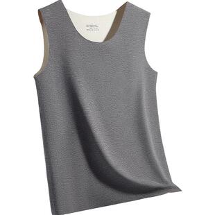 雅鹿无痕羊绒蚕丝保暖背心男士发热内衣上衣绒德冬季冬天男款内搭