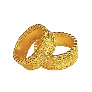 腰缠万贯沙金戒指手镯女轻奢高级感小众冷门设计实用礼物仿金饰品