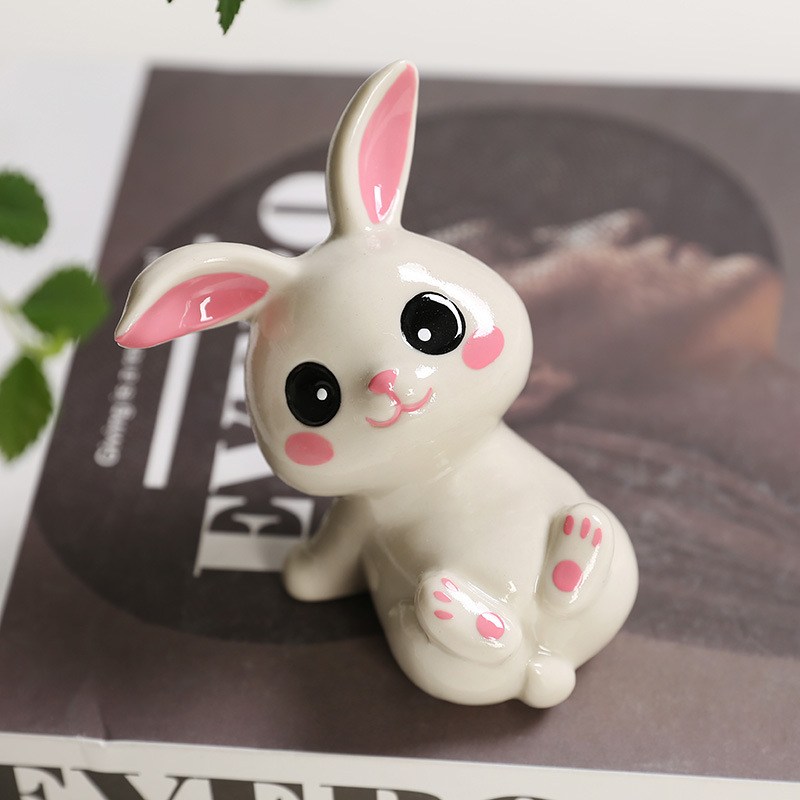 13陶瓷摆件兔子新款用品卡通桌面手工装饰礼物创意办公桌高级可爱