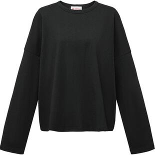 EP雅莹 休闲简约纯棉圆领宽松黑色卫衣 2025春季新款女装5350A