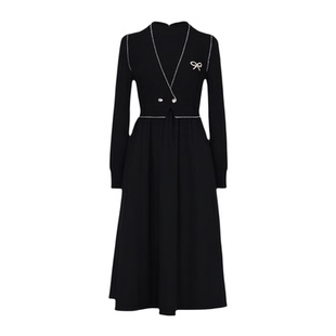 大码女装冬季新款网纱两件套装显瘦胖妹妹气质马甲针织长袖连衣裙