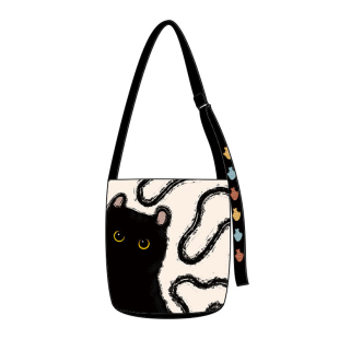 尼睿设计师原创小煤球椭圆底飘带拉链水桶包单肩斜跨手提通勤Z006