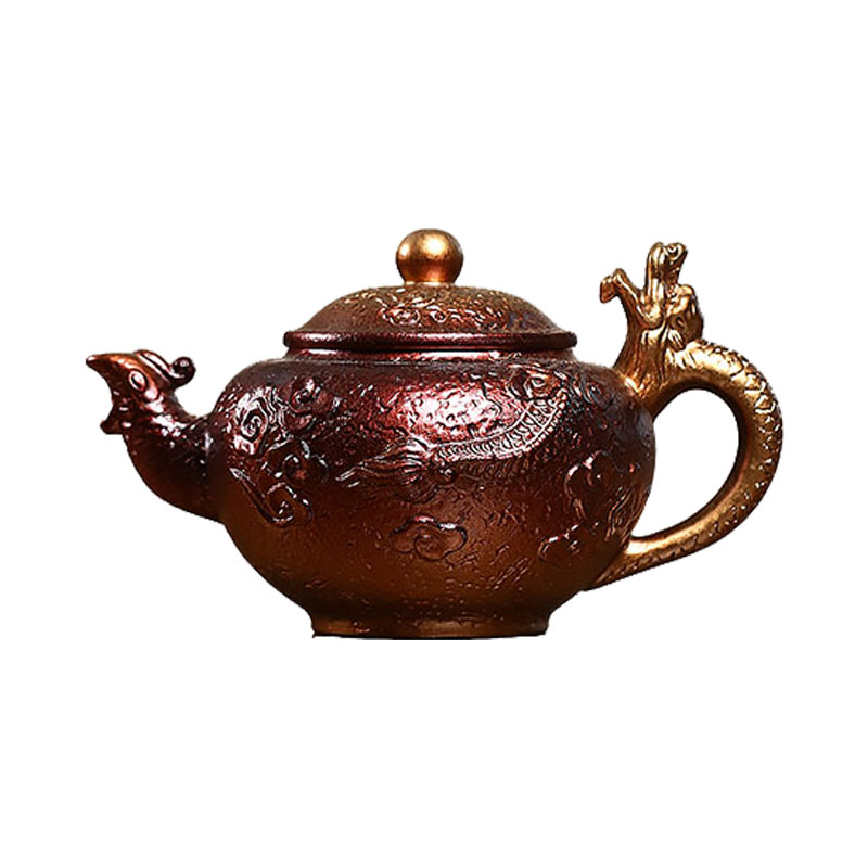宜兴紫砂壶纯手工贝壳烧花器茶壶