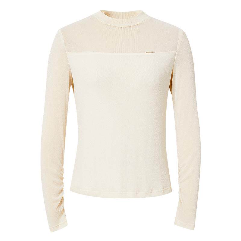 红袖outlets细闪套头打底衫秋季hopeshow2024新款女装堆堆袖上衣