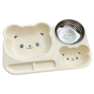 新款卡通小熊可爱儿童餐盘304不锈钢幼儿园宝宝专用塑料辅食盘子