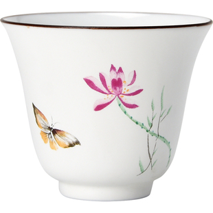 君器国风定窑白瓷功夫茶杯主人杯单杯家用陶瓷茶具茶盏个人品茗杯