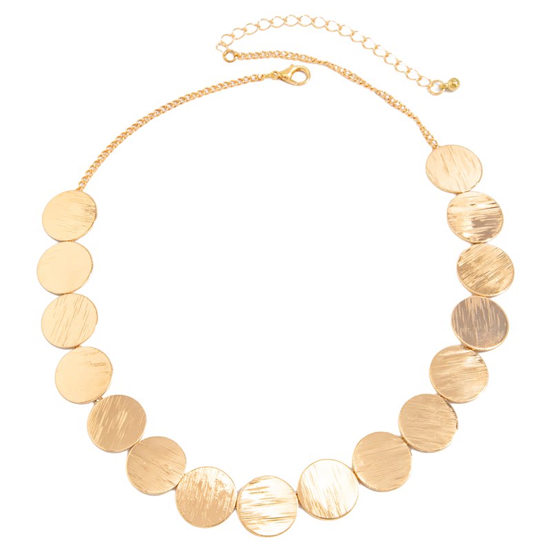 金属拼接圆片耳钉项链女2026秋季潮时尚网红百搭户外旅行拍照饰品