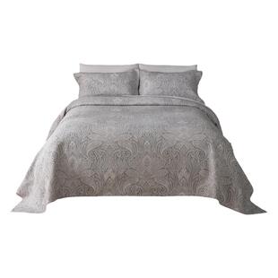 Flowering外贸欧美里外纯棉高密绗缝床盖三件套全棉夹棉床单夏被