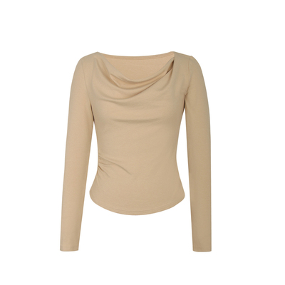 alex stevens 纯欲风荡领长袖T恤女秋季新款内搭打底衫修身上衣