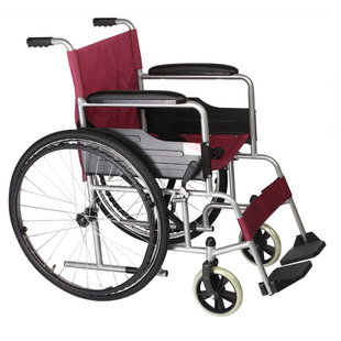 鱼跃轮椅车H007 可折叠轻便手动钢管软座老人病人代步车减震充气