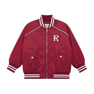 左西男童外套拜年服红色冬装儿童冬季棉服2025新款加厚夹棉棒球服