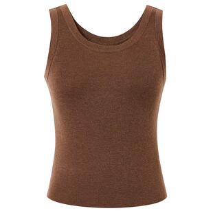 MOFAN摩凡春秋款款奶油米绵羊毛混纺包边针织背心女修身显瘦上衣