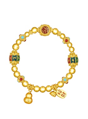 璞佐古法沙金烧蓝蝴蝶手链