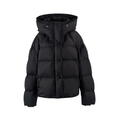 高级感黑色连帽羽绒服