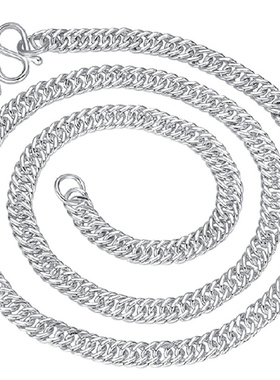 霸气银项链足银粗款古巴马鞭链男