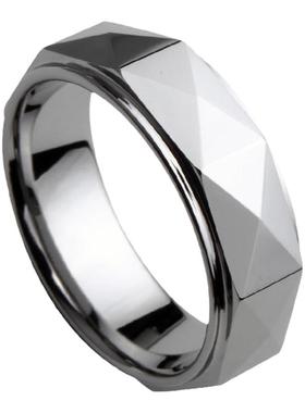 几何图案梦克拉钨金戒指简约设计