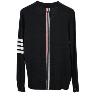 tb开衫男女情侣款2026秋冬新款V领织带四条杠经典针织毛衣外套潮