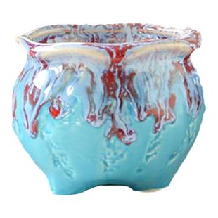 多肉多彩花盆特价流釉陶瓷清仓肉肉植物大口径粗陶手绘盆透气包邮