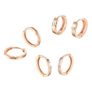 TSL谢瑞麟圆环18K金耳环素金耳饰圆环双环耳圈BBE661-663