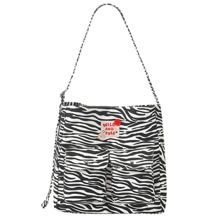 畹町斑马纹帆布包女大学生上课包包大容量轻便休闲单肩斜挎尼龙包