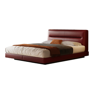 越映迈阿密床夫妻实木床1米5双人悬浮床1米8主卧真皮高端大气婚床