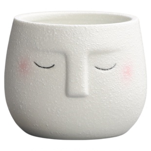 雪花釉北欧抽象人物花盆造型家用客厅玄关酒店摆设绿植盆简约花器