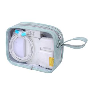 马锐鲨ins小清新化妆收纳包简约便携透明数码配件日常电源收纳袋