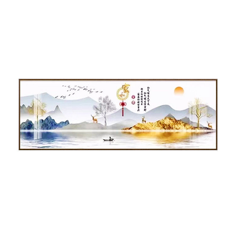 中式山水风景钻石绣手工刺绣画