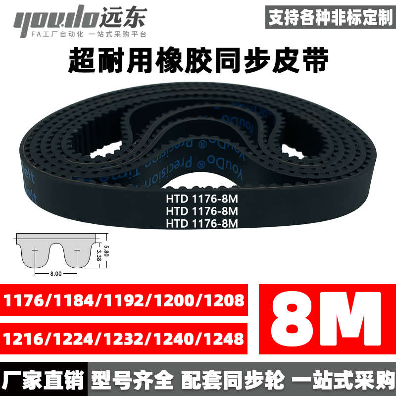 橡胶同步带HTD8M1096/1104/1112/1120/1128/1136/1144/1152/1160