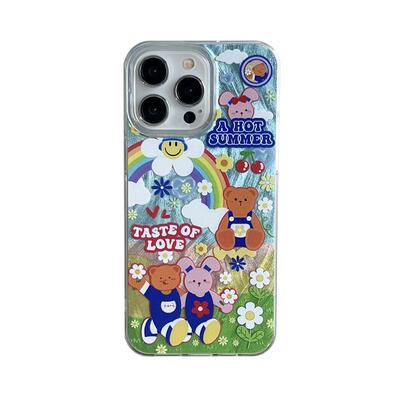 benefit彩虹花朵小熊小兔17适用于iphone16promax苹果15PRO手机壳13新款14套12创意11羽纱xsmax硅胶xr防摔8p