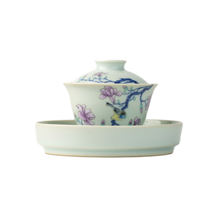 三勤堂花鸟粉彩二才盖碗壶承主人杯泡茶碗景德镇陶瓷功夫茶杯套装