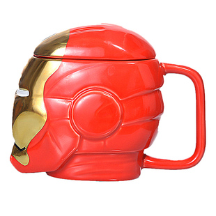 钢铁侠马克杯大容量750ml漫威创意陶瓷水杯男带盖勺办公室茶杯