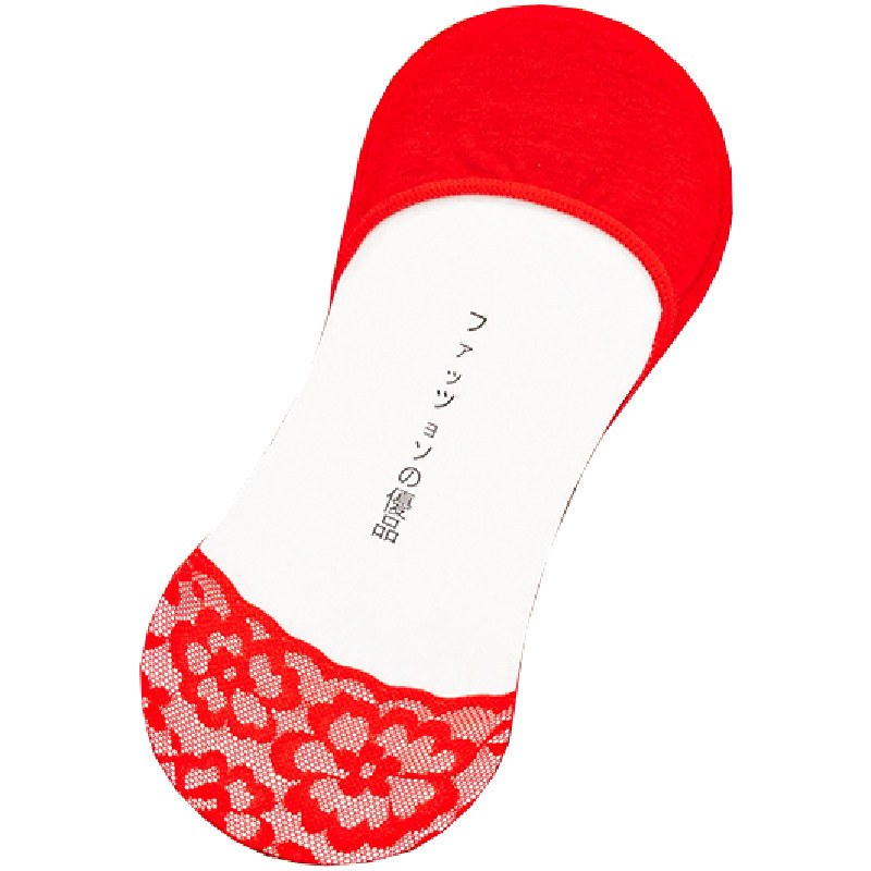 红色袜底船袜红袜子结婚情侣一对高跟鞋女隐形蕾丝浅口防滑不掉跟