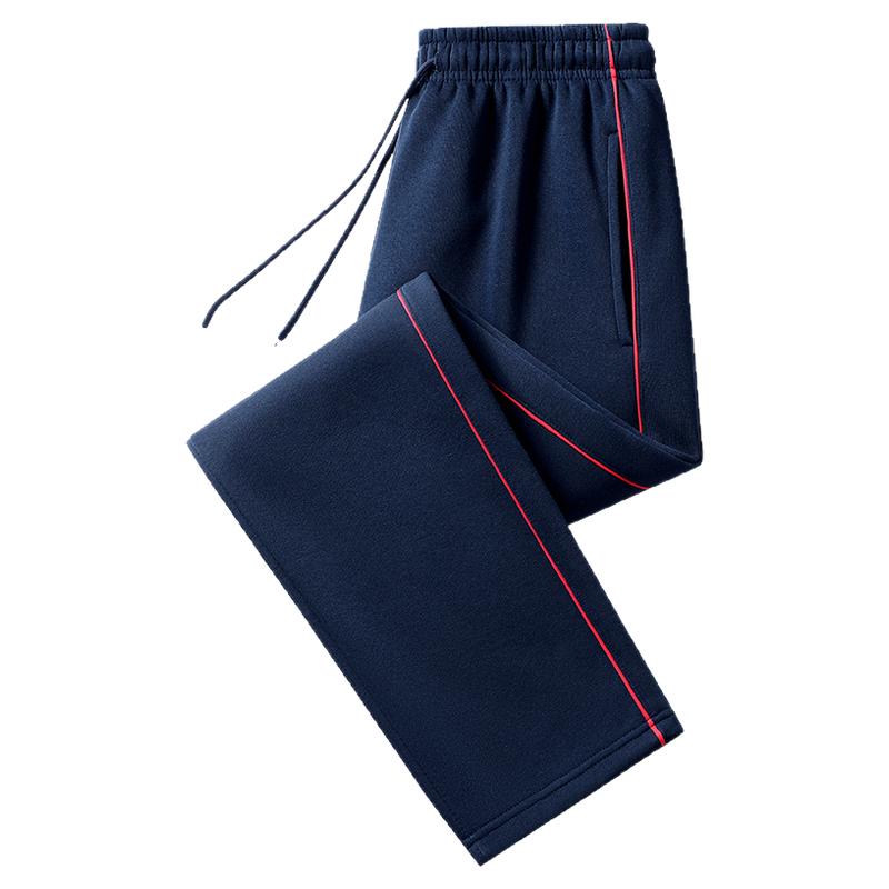 加绒加厚校服裤子男女藏青一条红杠直筒裤初高中学生校裤冬季厚款