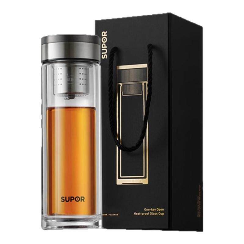 苏泊尔磁弹泡茶杯双层防烫玻璃杯