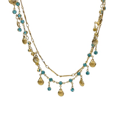 海边假日~夏季蓝色贝壳项链女轻奢小众高级感气质锁骨链复古颈链