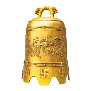 黄铜龙凤铜钟风铃钟法器寺庙庭院屋檐挂钟平安铃铛挂件老式铜铃铛