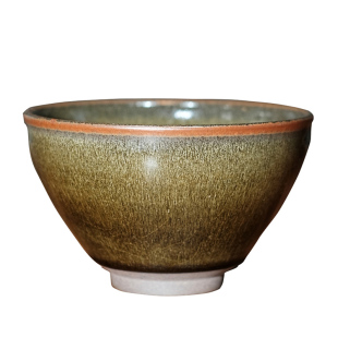 宋研 | 吴小明茶叶末釉点茶盏 手工宋式抹茶碗玉子蓼冷汁大束口盏