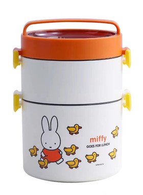 MIFFY米菲学生圆形单双层304不锈钢饭盒儿童卡通午餐便当盒带提手