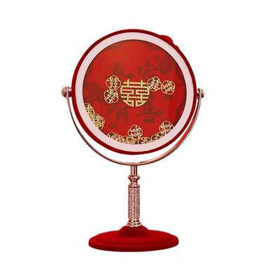 结婚镜子一对女方陪嫁用品红色